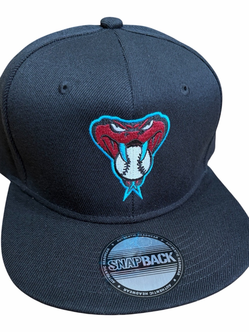 Arizona diamondbacks Black Snapback Hat with Red & Teal Snake Baseball logo new
